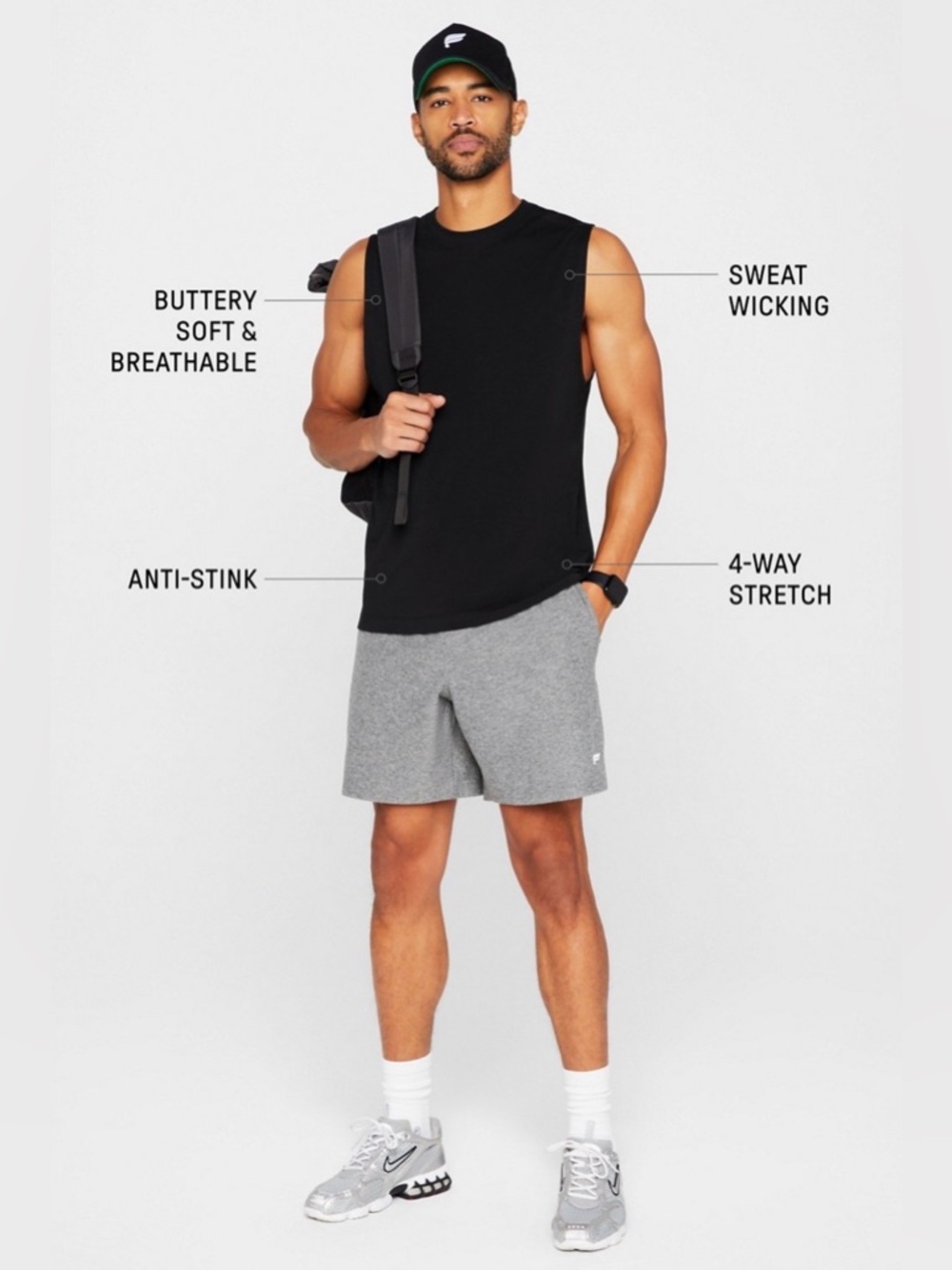 Fabletics Men's Black Sleeveless Muscle Tank - Picture 2 of 3